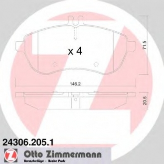 24306.205.1 Otto Zimmermann GmbH Колодки гальмівні дискові
