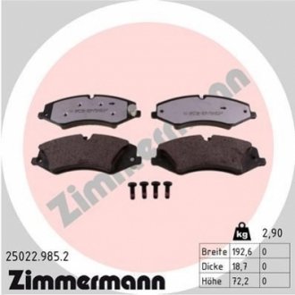 25022.985.2 Otto Zimmermann GmbH Колодки гальмівні дискові