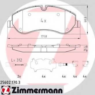 25602.170.3 Otto Zimmermann GmbH Колодки гальмівні дискові