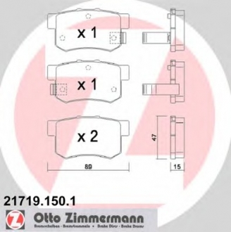 217191501 Otto Zimmermann GmbH Колодки гальмівні дискові задні, к-кт