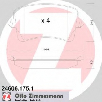 246061751 Otto Zimmermann GmbH Колодки гальмівні дискові, к-кт  (без датчика)