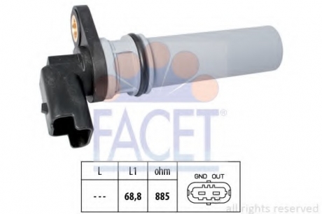 9.0537 Facet  Датчик оборотов коленвала Fiat Bravo van 1.6 d multijet (08-14) (9.0537) FACET
