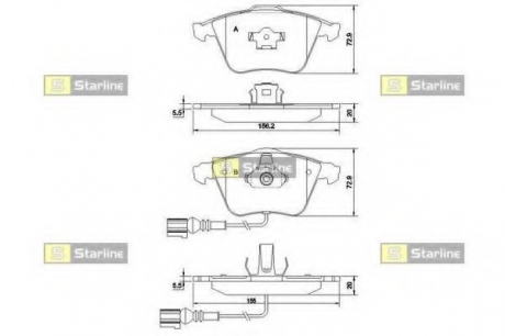 BD S837P Starline Гальмiвнi колодки к-кт.