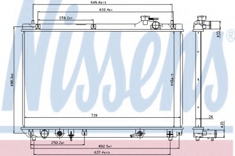 64659 Nissens Радиатор охлаждения LEXUS RX I (MCU15) (97-) (пр-во Nissens)