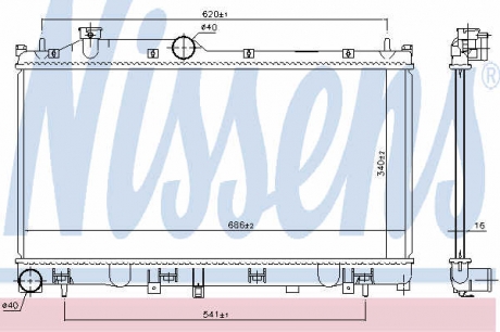 67744 Nissens Радиатор охлаждения SUBARU FORESTER (SJ) (12-) 2.0 i 16V (пр-во Nissens)