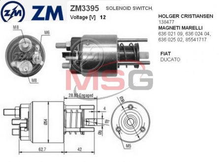 ZM3395 ZM Реле втягуюче стартера