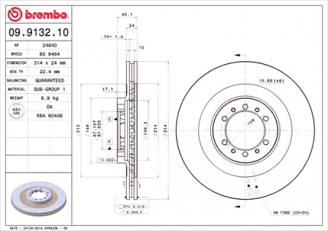 09.9132.10 Brembo Тормозной диск Brembo