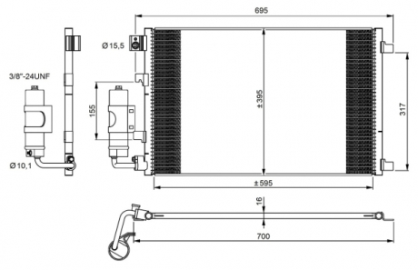 35973 NRF Конденсатор кондиционера NISSAN Qashqai 07- (пр-во NRF)