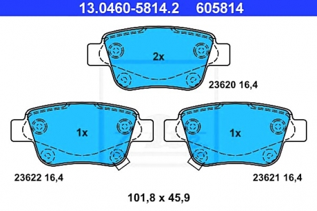 Комплект тормозных колодок, дисковый тормоз 13.0460-5814.2