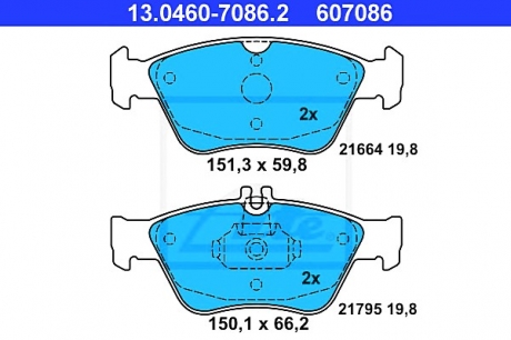 13.0460-7086.2 ATE Гальмівні колодки, дискові