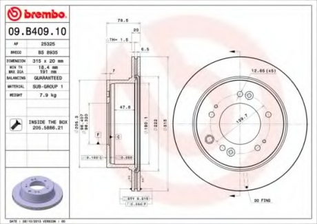 09.B409.10 Brembo Гальмівний диск