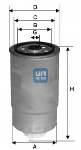 24.351.01 UFI Фильтр топливный FIAT DUCATO 1.9-2.8 D, TD -02, BRAVO 1.9 TD -99 (OE) (пр-во UFI)