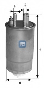 24.ONE.00 UFI Фильтр топливный FIAT DOBLO 1.9 JTD 01-, 1.3 MTJD 10- (OE) (пр-во UFI)