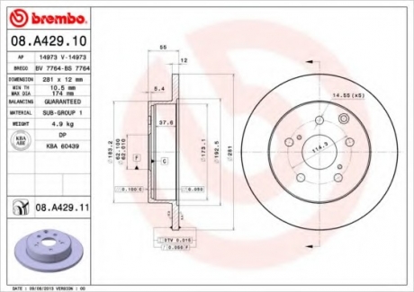 08.A429.10 Brembo Тормозной диск Brembo