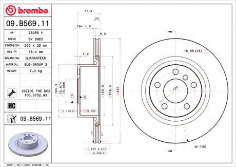 09.B569.11 Brembo Гальмiвний диск