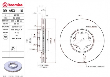 09.A531.10 Brembo Гальмівний диск