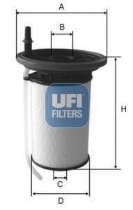 26.052.00 UFI Фильтр топливный FIAT DOBLO, PANDA 1.3, 1.6 D 10- (OE) (пр-во UFI)