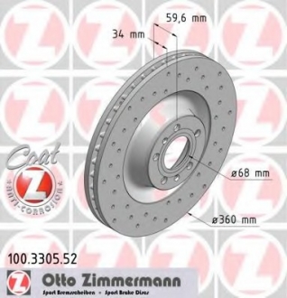 100.3305.52 Otto Zimmermann GmbH Диск гальмівний