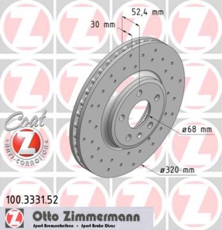 100.3331.52 Otto Zimmermann GmbH Диск гальмівний