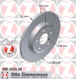 100.3333.20 Otto Zimmermann GmbH Диск тормозной COAT Z