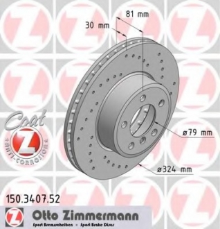 150.3407.52 Otto Zimmermann GmbH Диск гальмівний