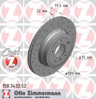 150.3432.52 Otto Zimmermann GmbH Диск гальмівний