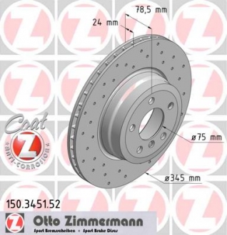 150.3451.52 Otto Zimmermann GmbH Диск тормозной Sport