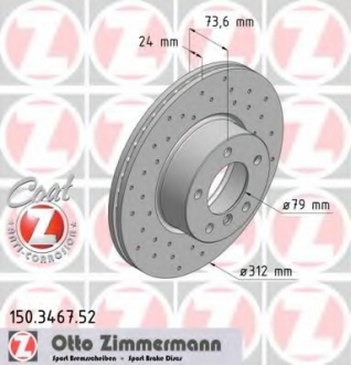 150.3467.52 Otto Zimmermann GmbH Диск гальмівний