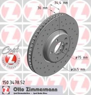 150.3478.52 Otto Zimmermann GmbH Диск гальмівний