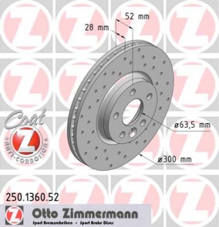 250.1360.52 Otto Zimmermann GmbH Диск гальмівний