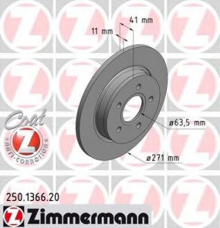 250.1366.20 Otto Zimmermann GmbH Диск тормозной COAT Z