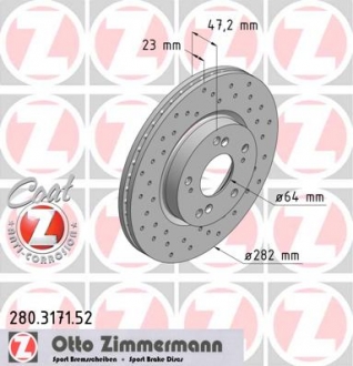 280.3171.52 Otto Zimmermann GmbH Диск гальмівний