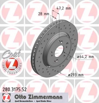 280.3175.52 Otto Zimmermann GmbH Диск гальмівний