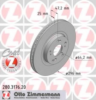 280.3176.20 Otto Zimmermann GmbH Диск гальмівний