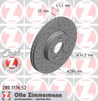 280.3176.52 Otto Zimmermann GmbH Диск гальмівний