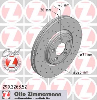 290.2263.52 Otto Zimmermann GmbH Диск гальмівний SPORT Z