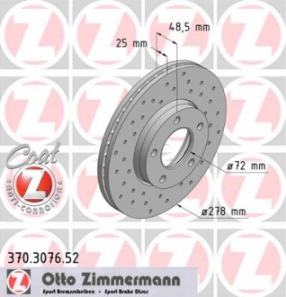 370.3076.52 Otto Zimmermann GmbH Диск гальмівний