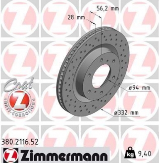 380.2116.52 Otto Zimmermann GmbH Диск гальмівний