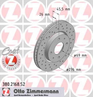 380.2168.52 Otto Zimmermann GmbH Диск гальмівний