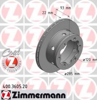 400.3605.20 Otto Zimmermann GmbH Диск гальмівний