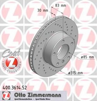 400.3614.52 Otto Zimmermann GmbH Диск гальмівний