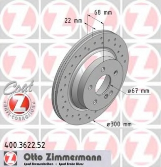 400.3622.52 Otto Zimmermann GmbH Диск гальмівний