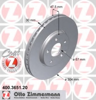 400.3651.20 Otto Zimmermann GmbH Диск гальмівний