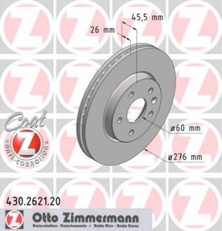 430.2621.20 Otto Zimmermann GmbH Диск гальмівний