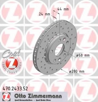 470.2433.52 Otto Zimmermann GmbH Диск гальмівний
