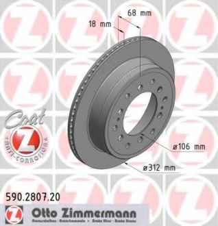 590.2807.20 Otto Zimmermann GmbH Диск гальмівний