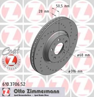 610.3706.52 Otto Zimmermann GmbH Диск гальмівний