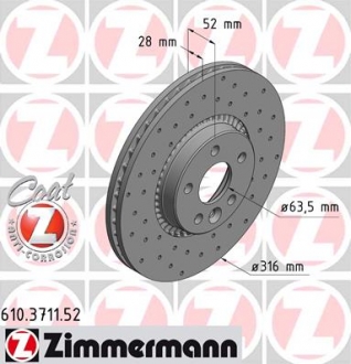 610.3711.52 Otto Zimmermann GmbH Диск тормозной Sport