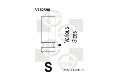 V162390 BGA  Клапан впуск. SONATA/TUCSON/CEED/SPORTAGE/MAGENTIS/i30/ACCENT 1.5-2.0D 02-