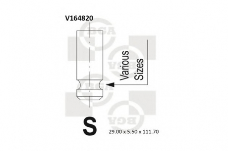 V164820 BGA  Клапан впуск. LANCER 1.6 03-